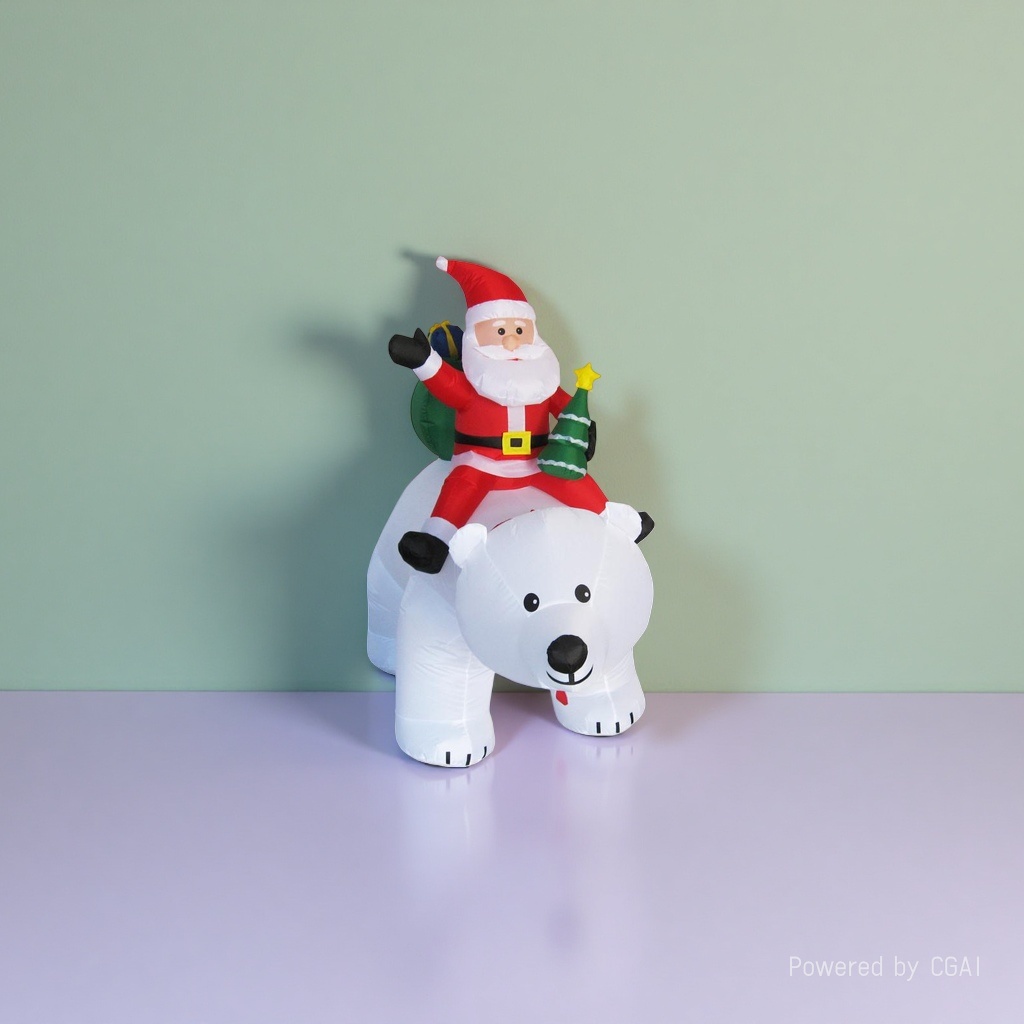 Red Santa Claus riding a white polar bear decoration Application Scenario