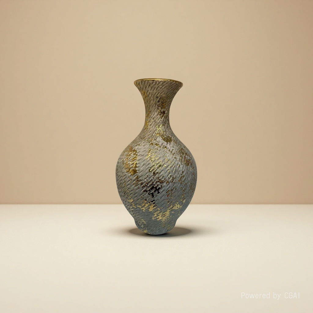 Greyish-gold textured creative ceramic vase, large tea vase, acrylic decorative vase