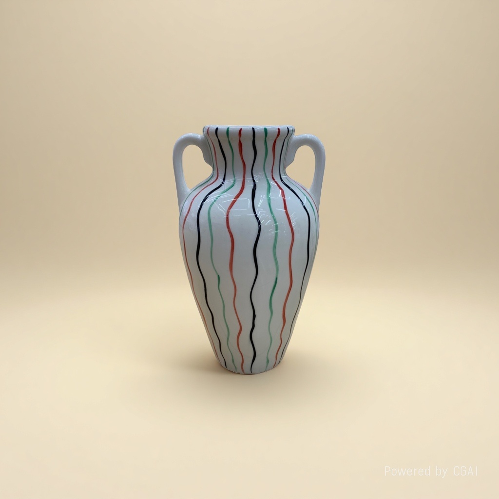 White, red, green and black wavy striped double-ear ceramic creative vase, large tea vase, acrylic decoration Application Scenario