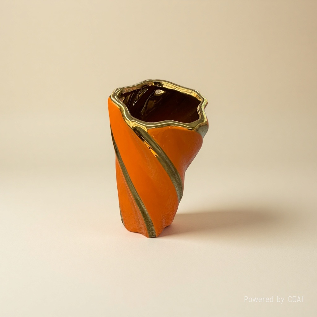 Orange spiral-patterned creative ceramic vase, large tea vase, acrylic decorative vase Application Scenario