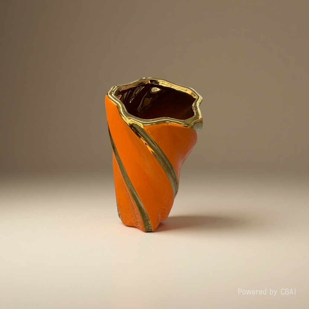 Orange spiral-patterned creative ceramic vase, large tea vase, acrylic decorative vase Specification image