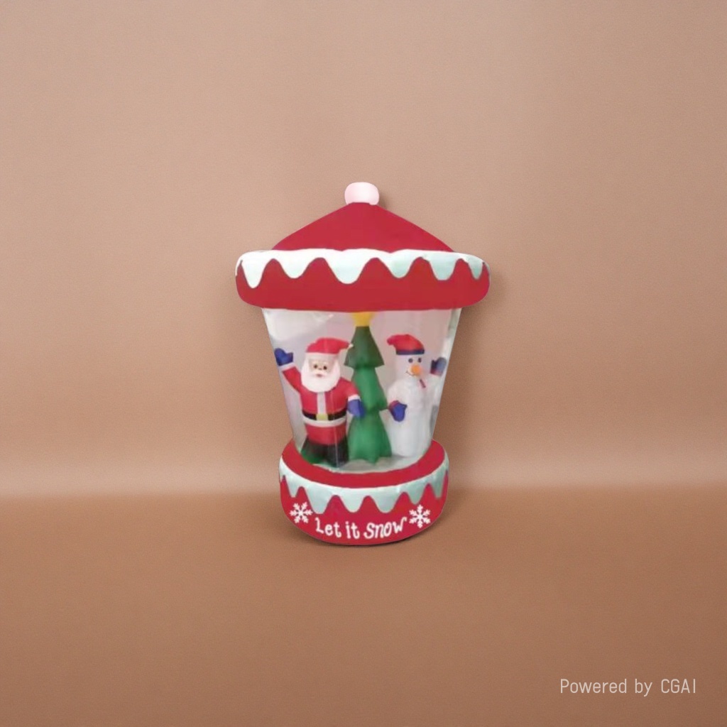 The red Christmas snow ball contains Santa Claus, a snowman and a Christmas tree Application Scenario