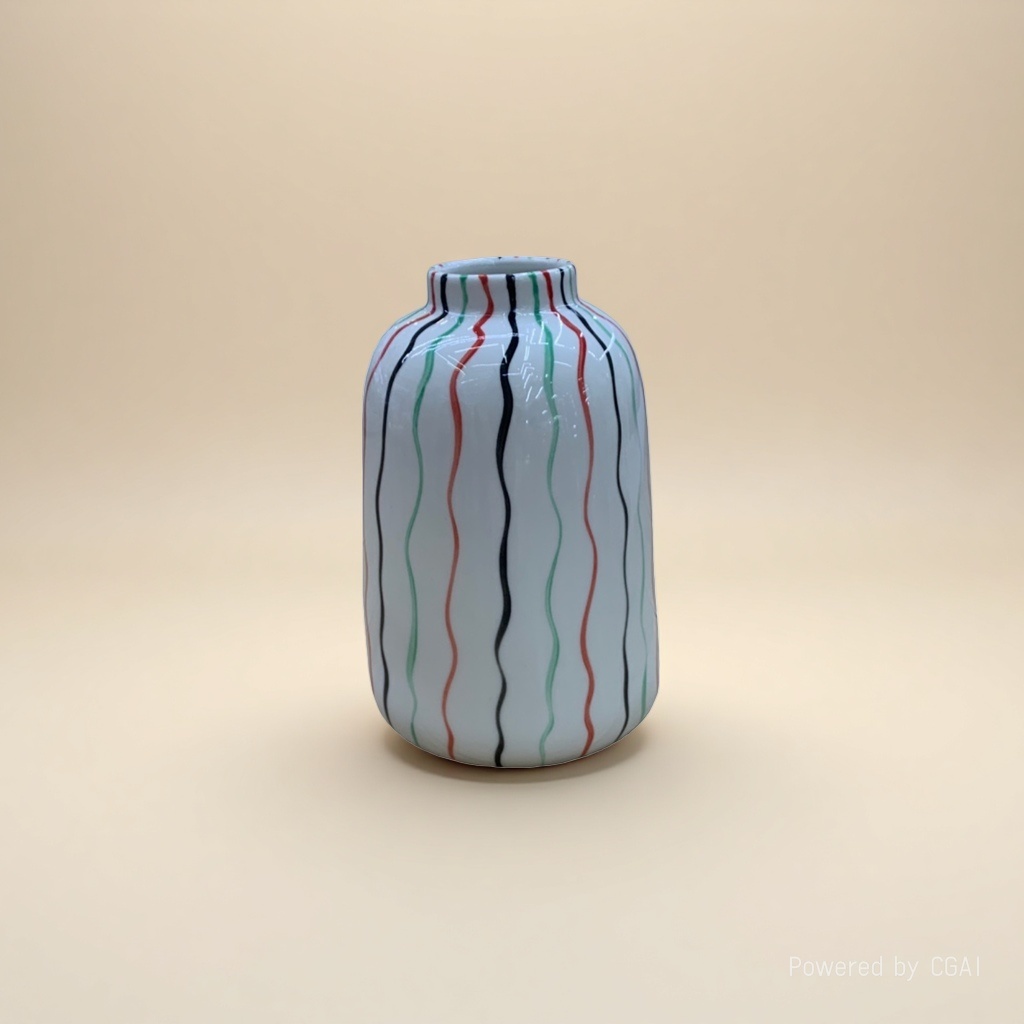 White striped creative ceramic vase, large tea vase, acrylic decorative vase details Picture