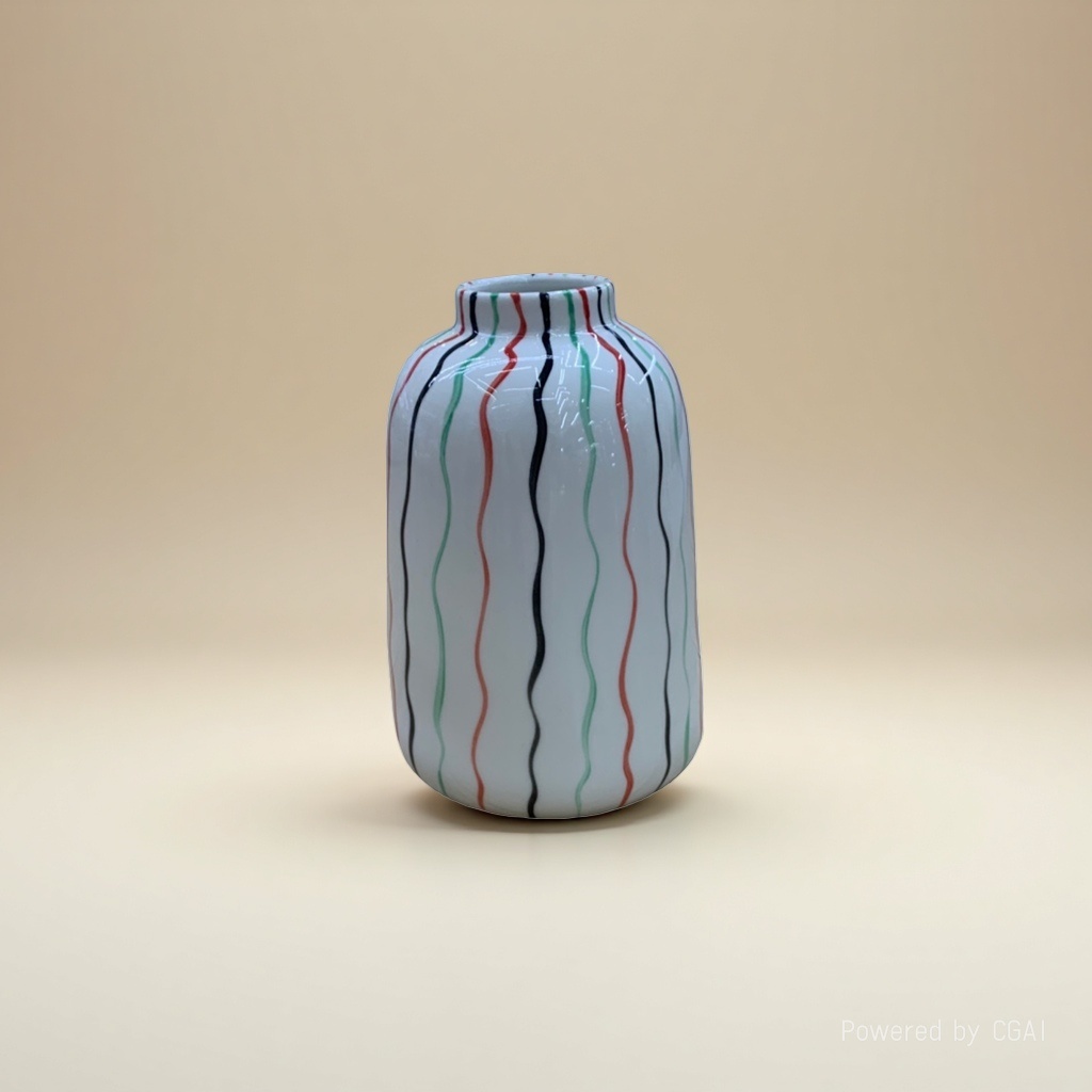 White striped creative ceramic vase, large tea vase, acrylic decorative vase
