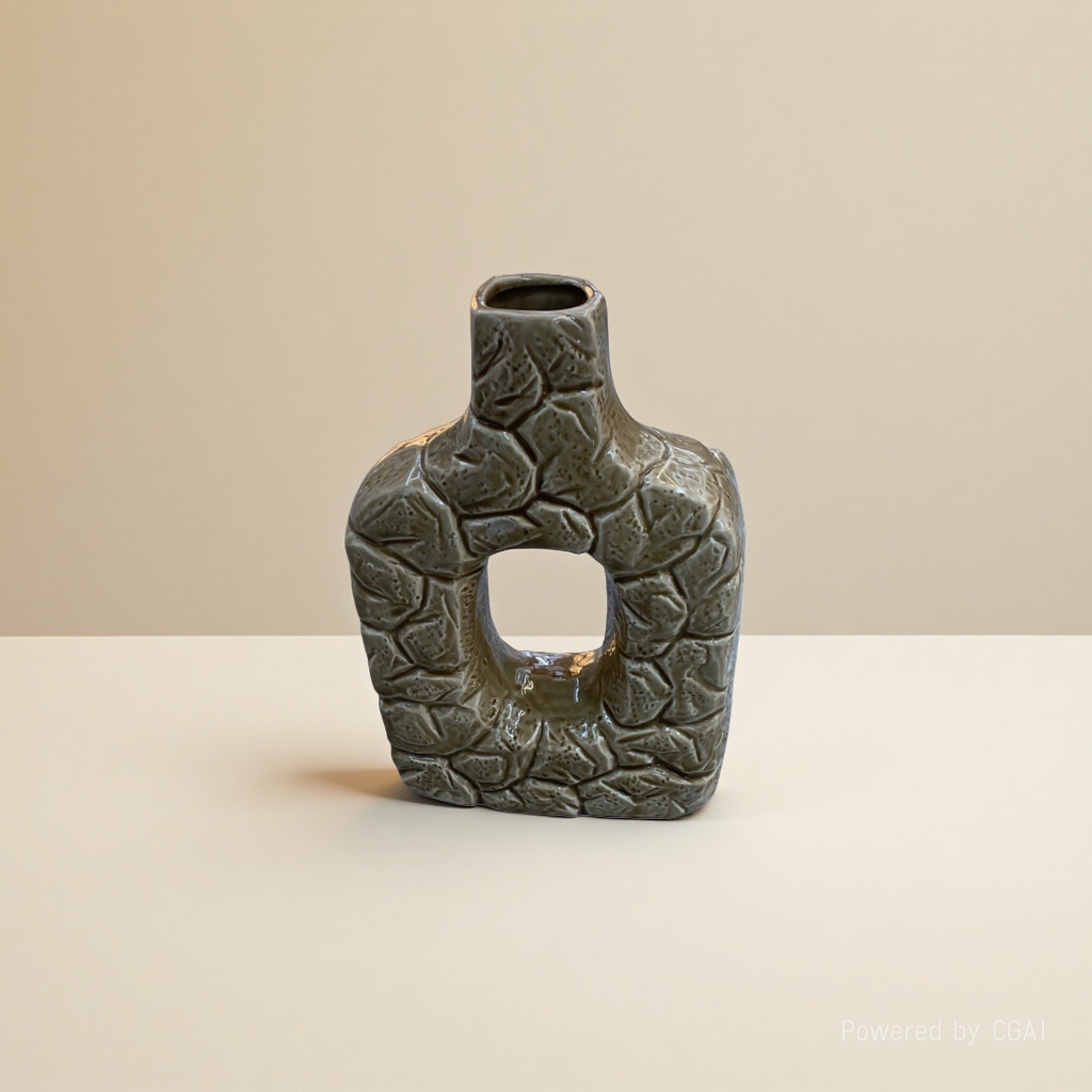 The grayish-green crack-textured ceramic sealed jar set includes a ceramic vase and a glass jar Specification image