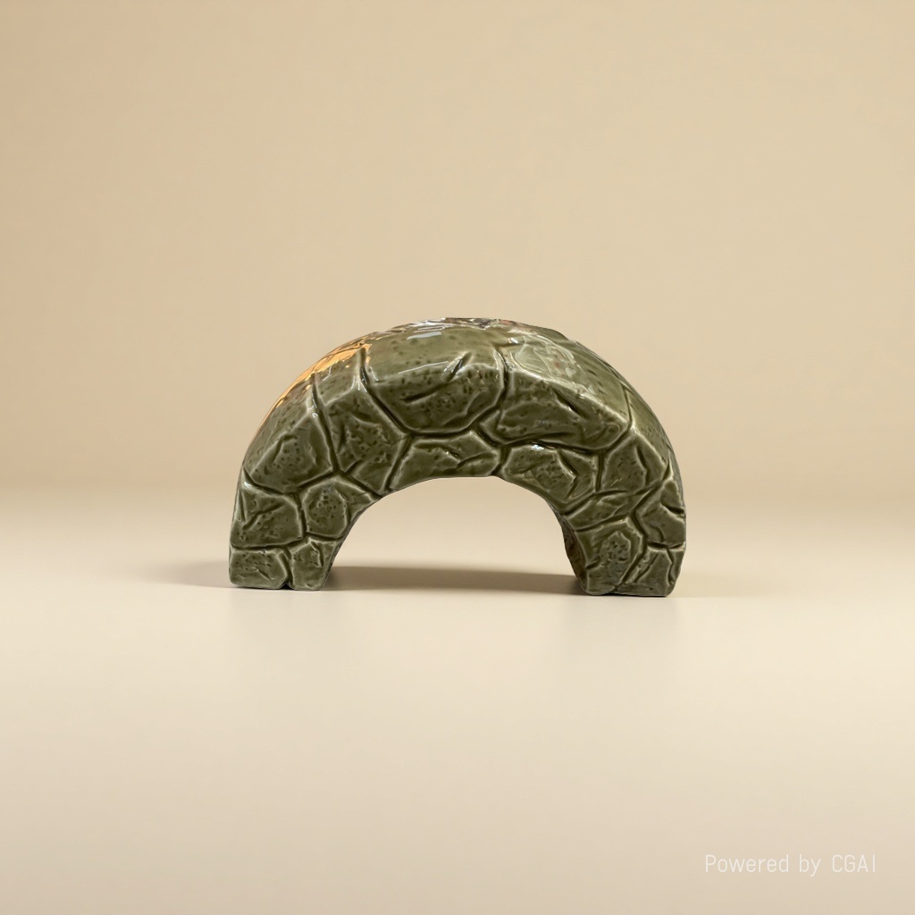 Green stone-patterned arched ceramic decorative ornaments and other home furnishings details Picture