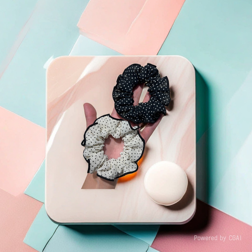 黑色波点白色波点大肠发圈女韩版发饰饰品6cm