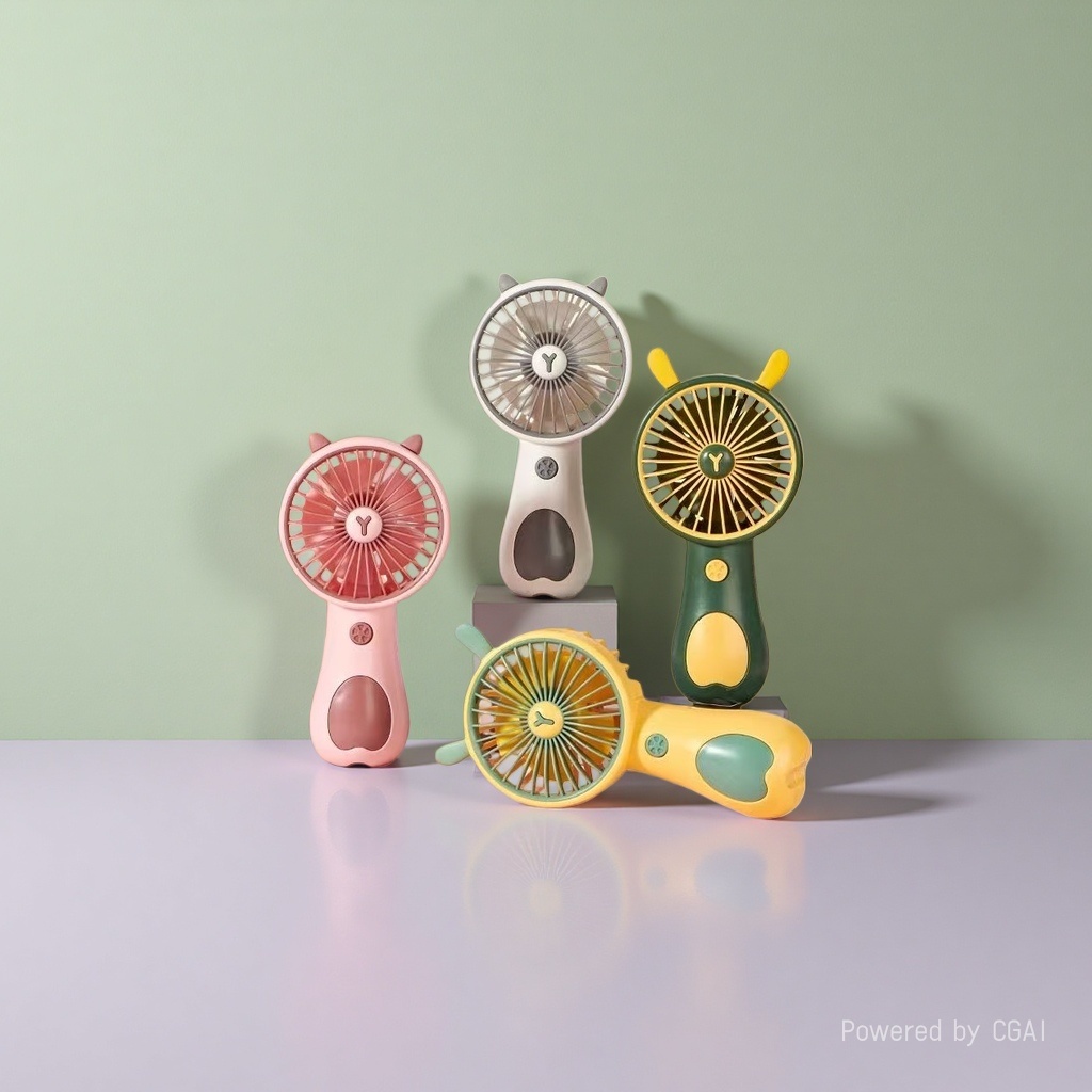 Mini handheld fan, colorful cartoon neck-hanging small fan, student outdoor portable handheld electric fan details Picture