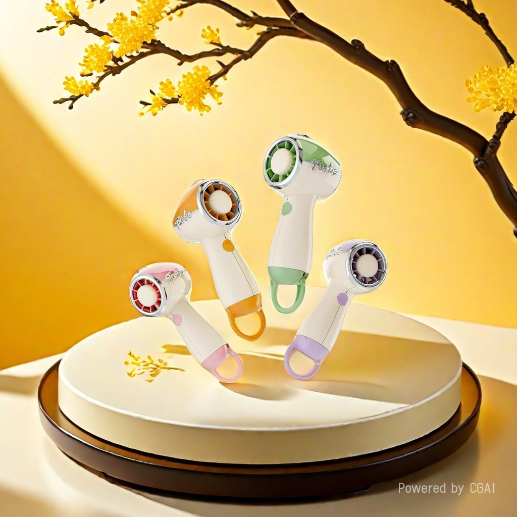 A new high-appearance-level color retro turbine mini handheld fan for students to use outdoors