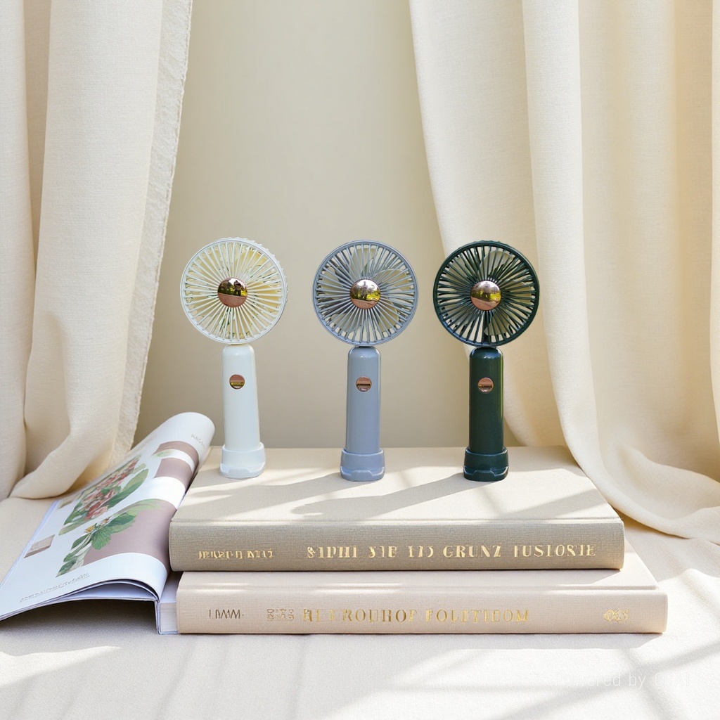 Mini three-color portable handheld fan for students to wear around their necks and use outdoors Specification image