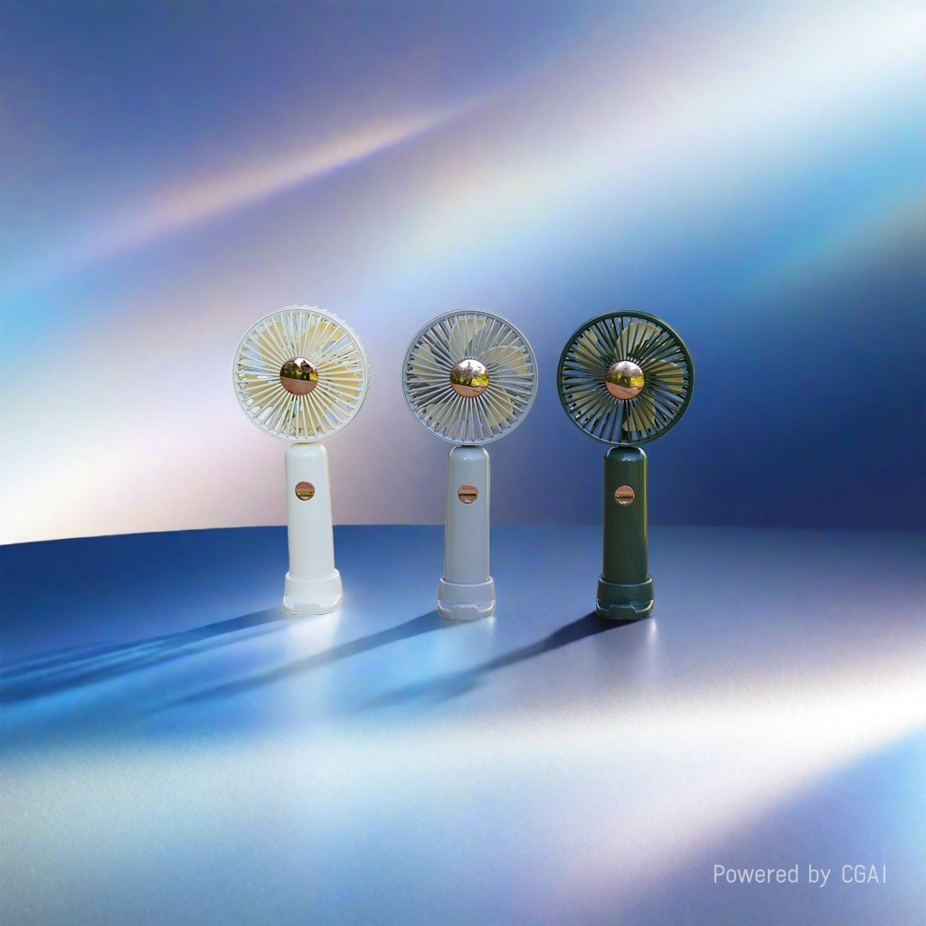 Mini three-color portable handheld fan for students to wear around their necks and use outdoors Application Scenario