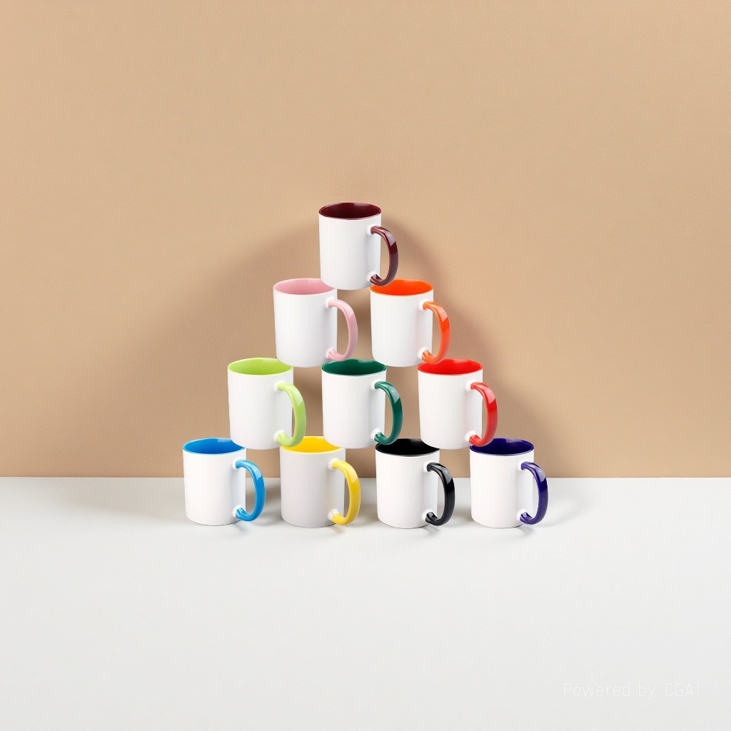 This is a coated double-color cup with printed patterns, an export-grade ceramic cup of European and American quality, a sublimation cup Specification image
