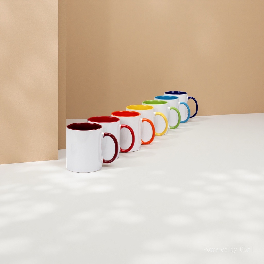 This is a coated double-color cup with printed patterns, an export-grade ceramic cup of European and American quality, a sublimation cup