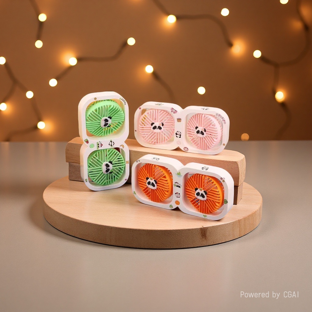 A new high-appearancy-level mini desktop charging fan in the shape of a colorful panda