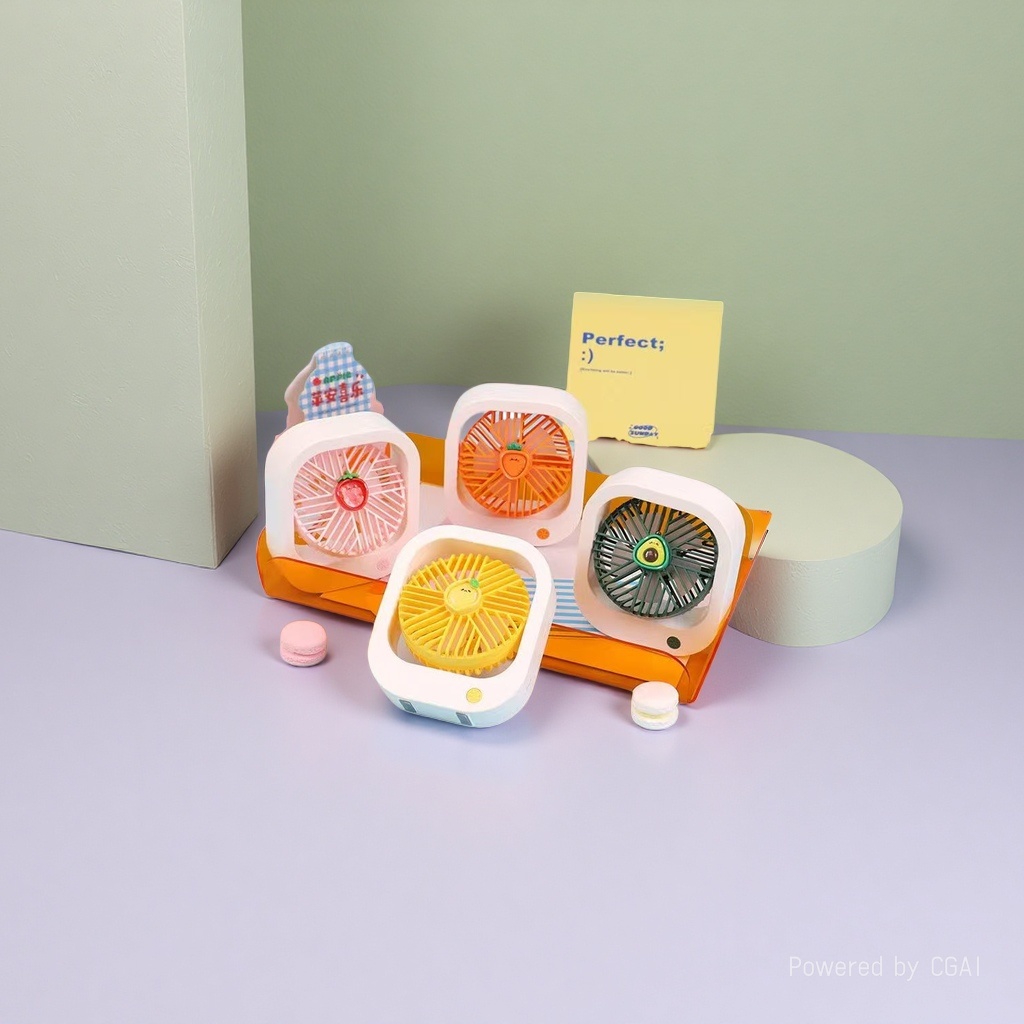 Colorful cartoon-shaped charging fan, creative toy, portable and silent desktop small fan Specification image