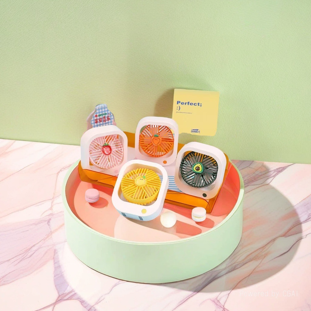 Colorful cartoon-shaped charging fan, creative toy, portable and silent desktop small fan Application Scenario