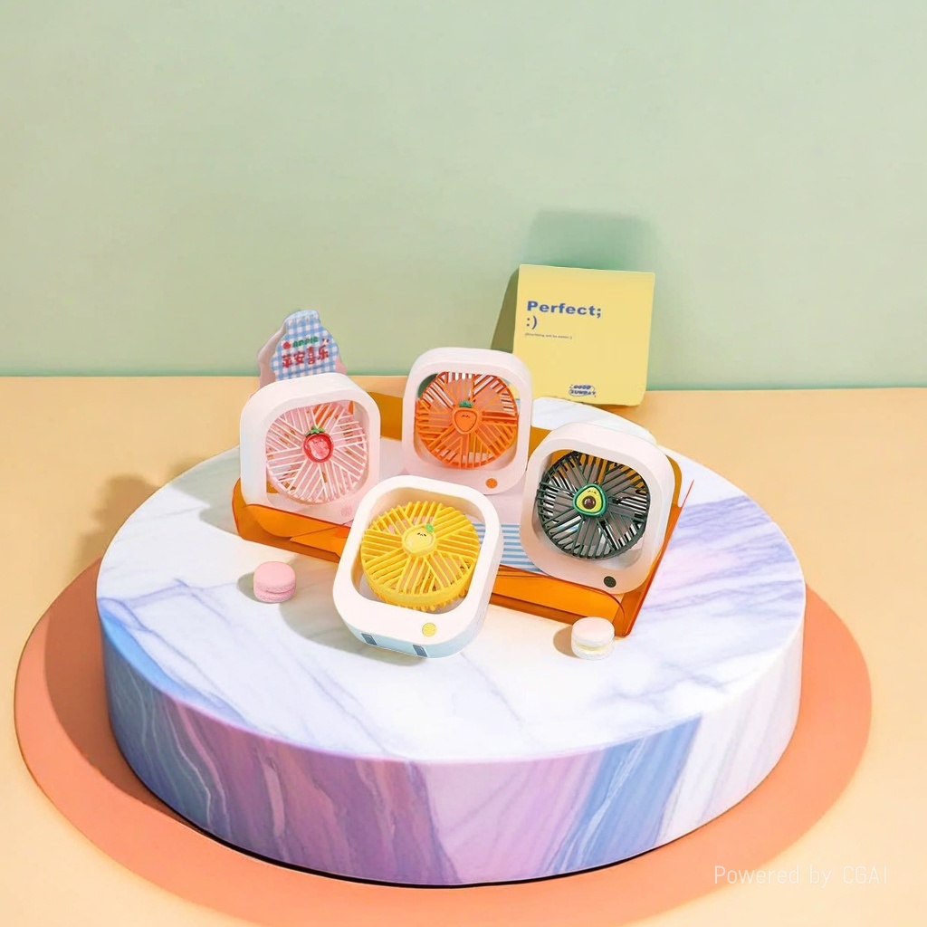 Colorful cartoon-shaped charging fan, creative toy, portable and silent desktop small fan details Picture
