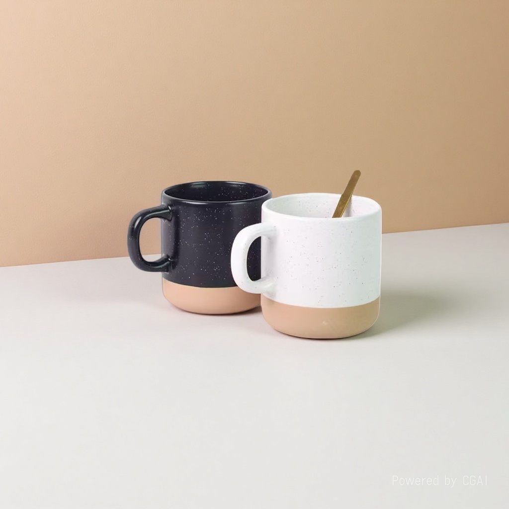 Simple two-color spliced mug, ceramic cup, high appearance level for home use, cute office coffee cup, milk cup