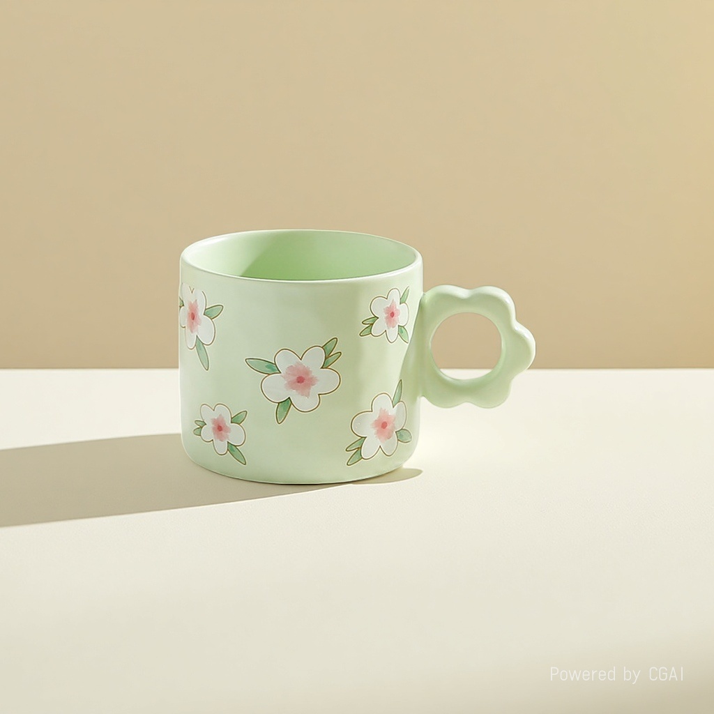 Cute flower-shaped ceramic water cups, ins style creative, high appearance level mugs, couple coffee cups, office breakfast cups Application Scenario