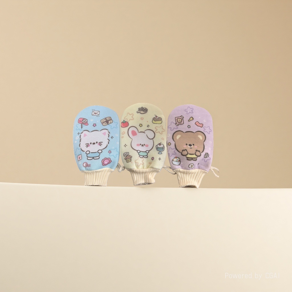 Three colorful cartoon cute pattern series of bath scrubs Item Picture