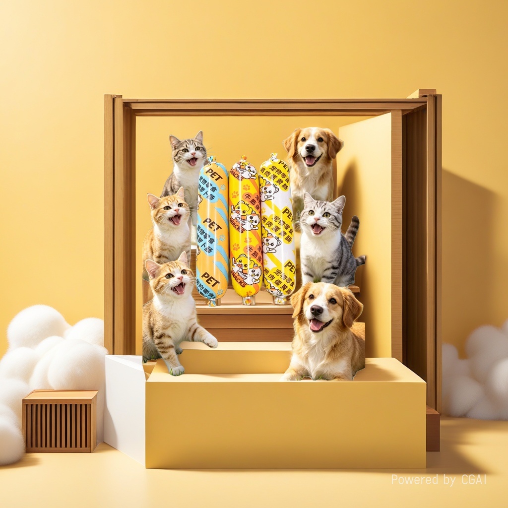 A variety of flavors of pet snacks, dog food, pet food, cat snacks, tooth-cleaning cat grass sticks, teething sticks, chicken-flavored sausages details Picture