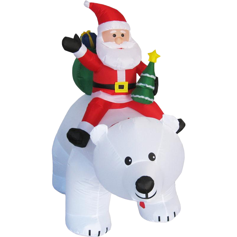 Red Santa Claus riding a white polar bear decoration