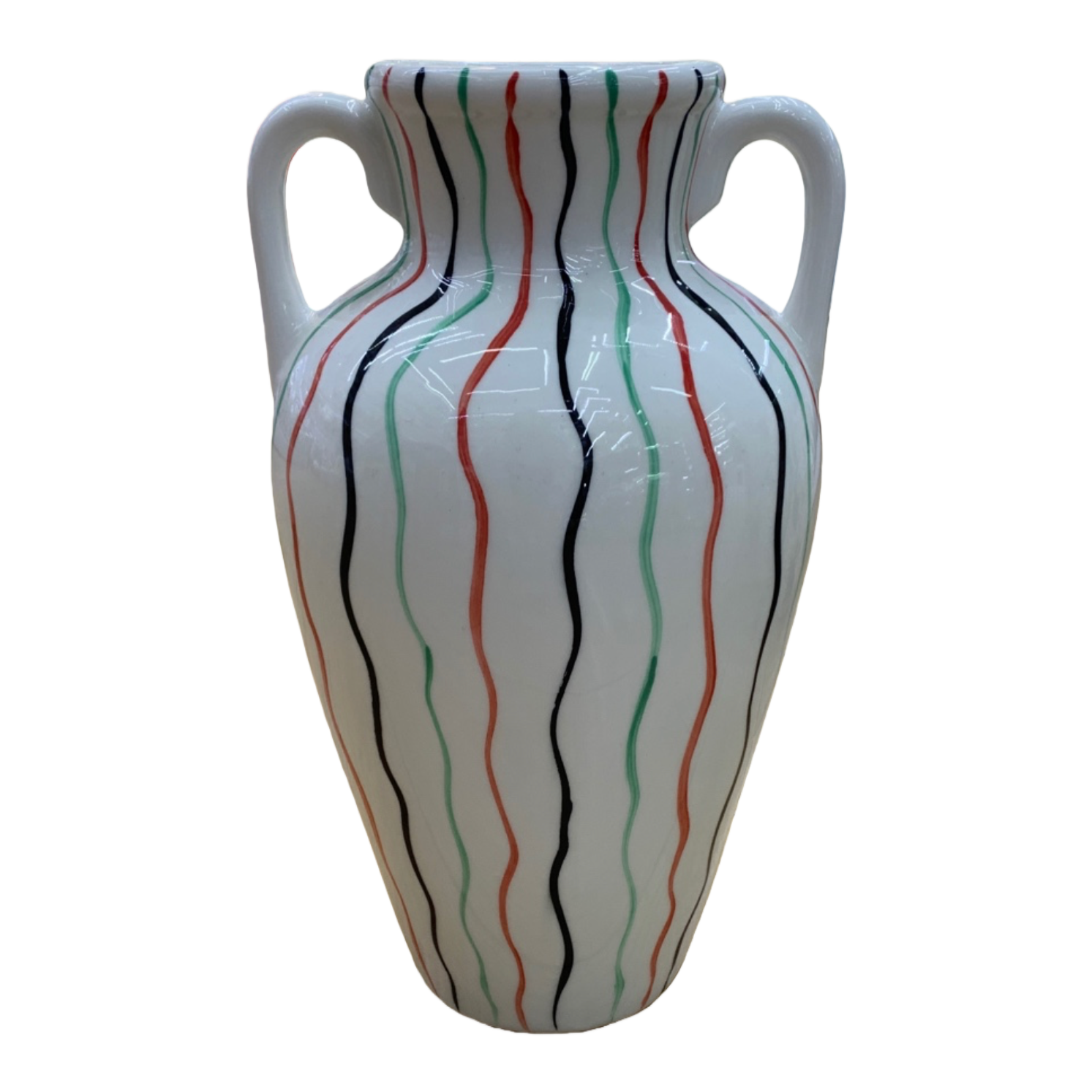 White, red, green and black wavy striped double-ear ceramic creative vase, large tea vase, acrylic decoration Item Picture