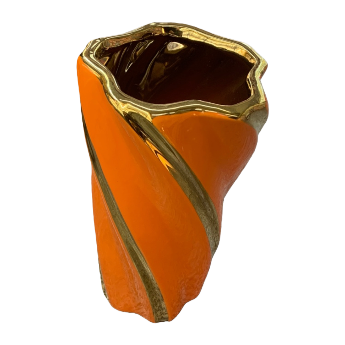 Orange spiral-patterned creative ceramic vase, large tea vase, acrylic decorative vase Item Picture