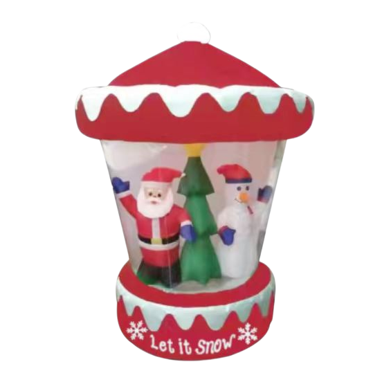 The red Christmas snow ball contains Santa Claus, a snowman and a Christmas tree