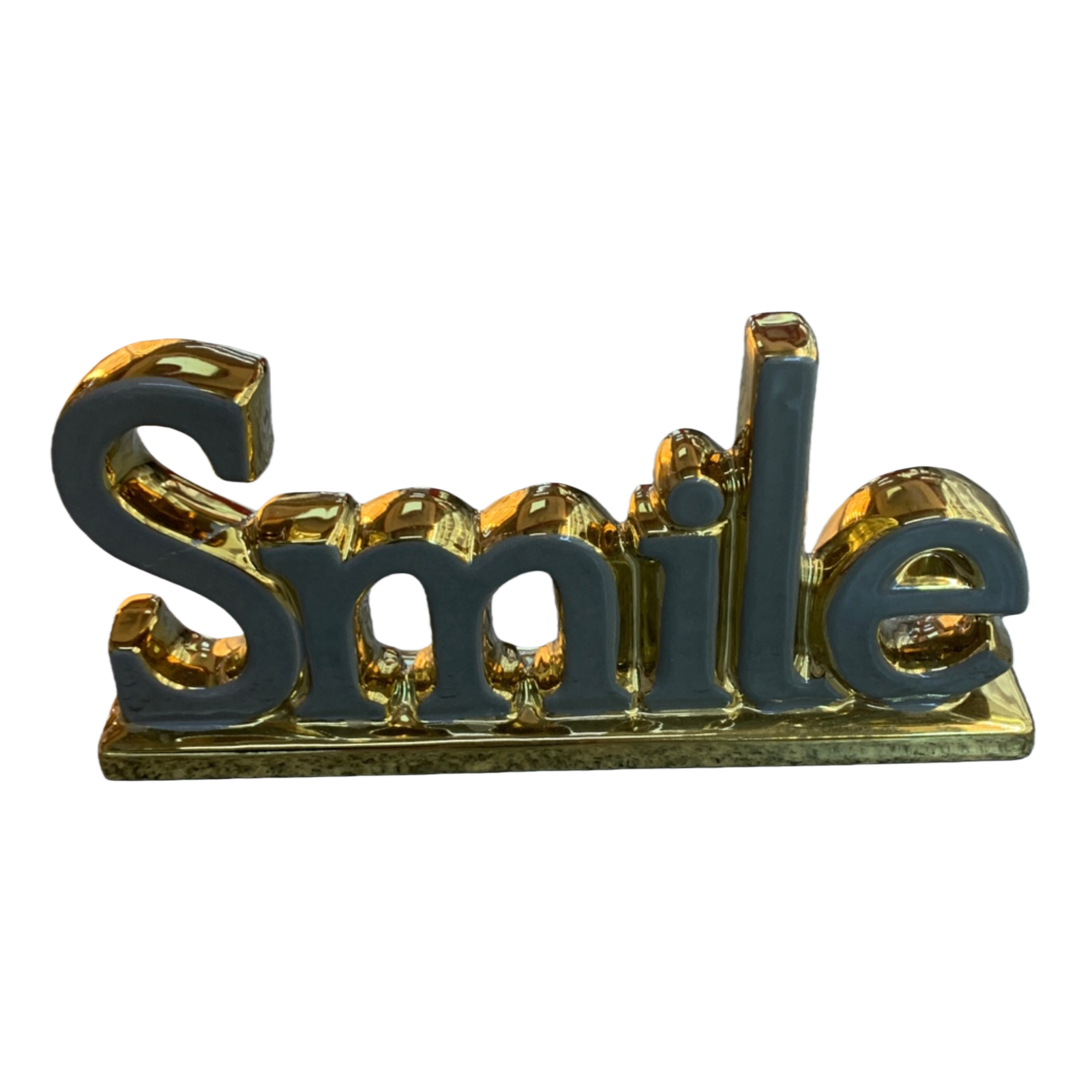 A golden three-dimensional "Smile" lettering decorative item is a creative home living room desktop arrangement Item Picture