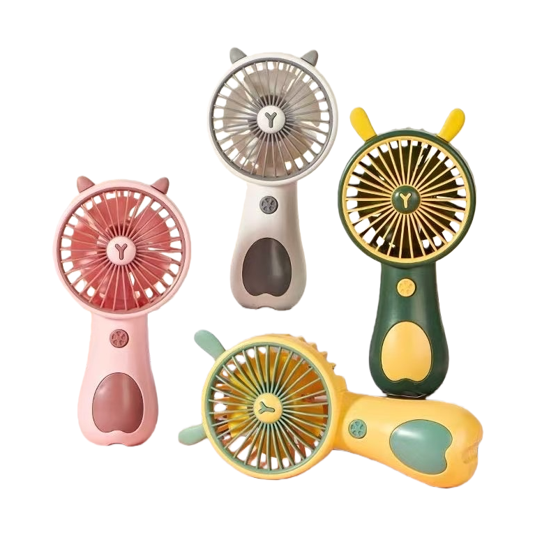 Mini handheld fan, colorful cartoon neck-hanging small fan, student outdoor portable handheld electric fan Item Picture