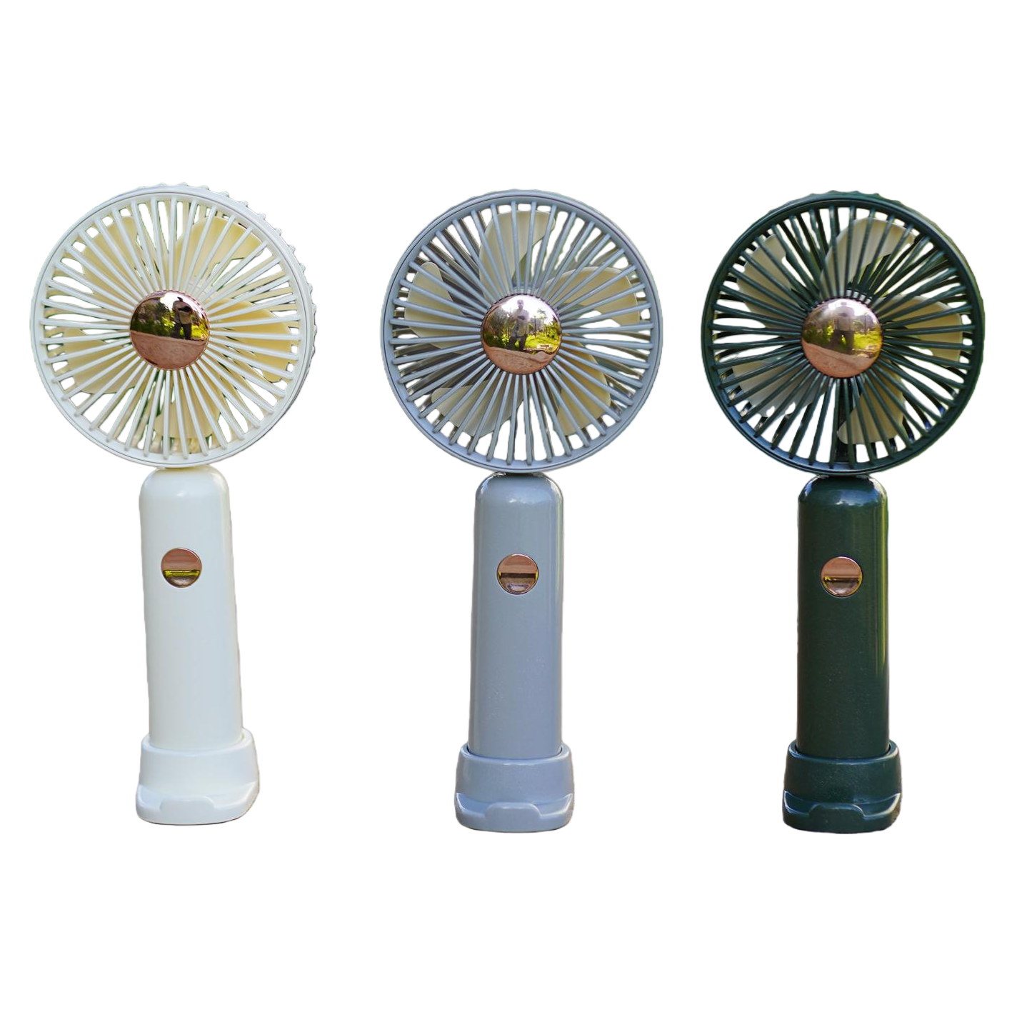Mini three-color portable handheld fan for students to wear around their necks and use outdoors Item Picture