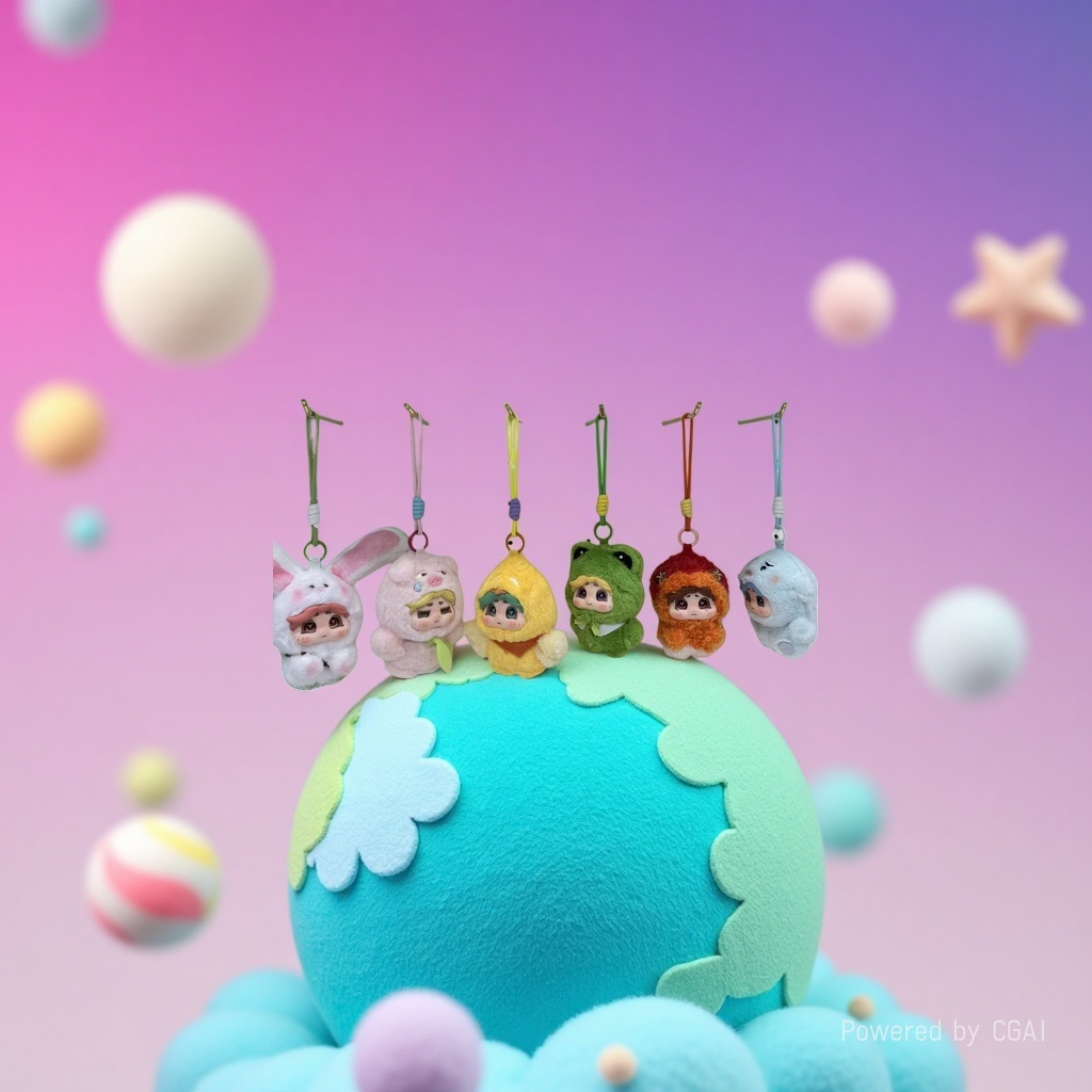 Colorful plush ip figurine pendant, keychain, plush toy pendant details Picture