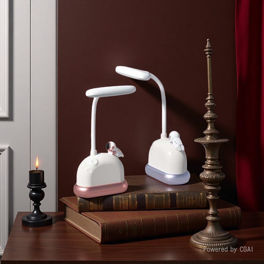 The new Jilian creative white ceramic table lamp with astronaut decoration, flexible lamp arm and ambient bamboo lamp Application Scenario