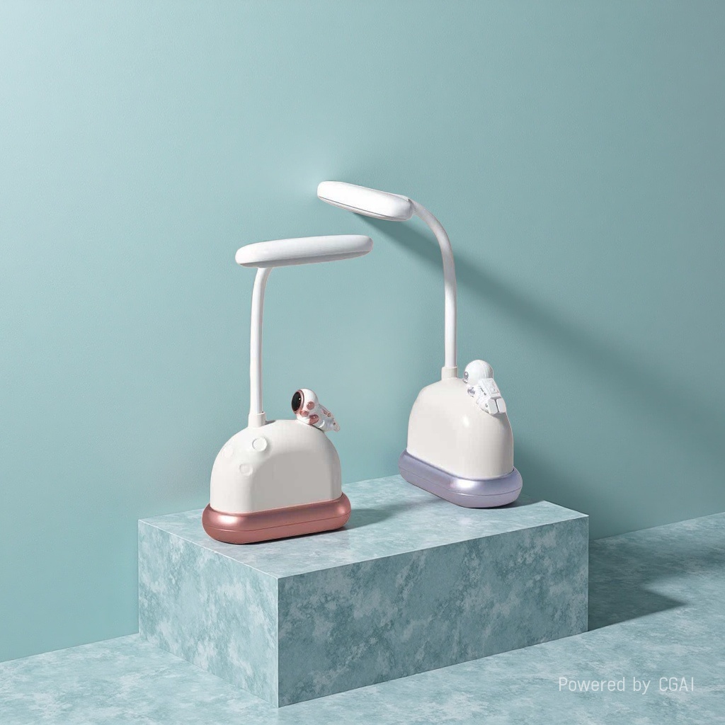 The new Jilian creative white ceramic table lamp with astronaut decoration, flexible lamp arm and ambient bamboo lamp Specification image