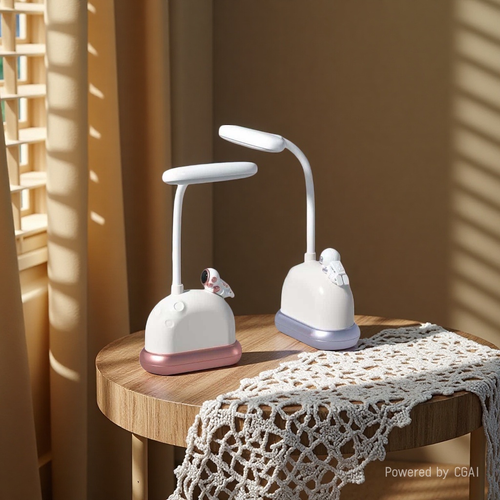 The new Jilian creative white ceramic table lamp with astronaut decoration, flexible lamp arm and ambient bamboo lamp details Picture
