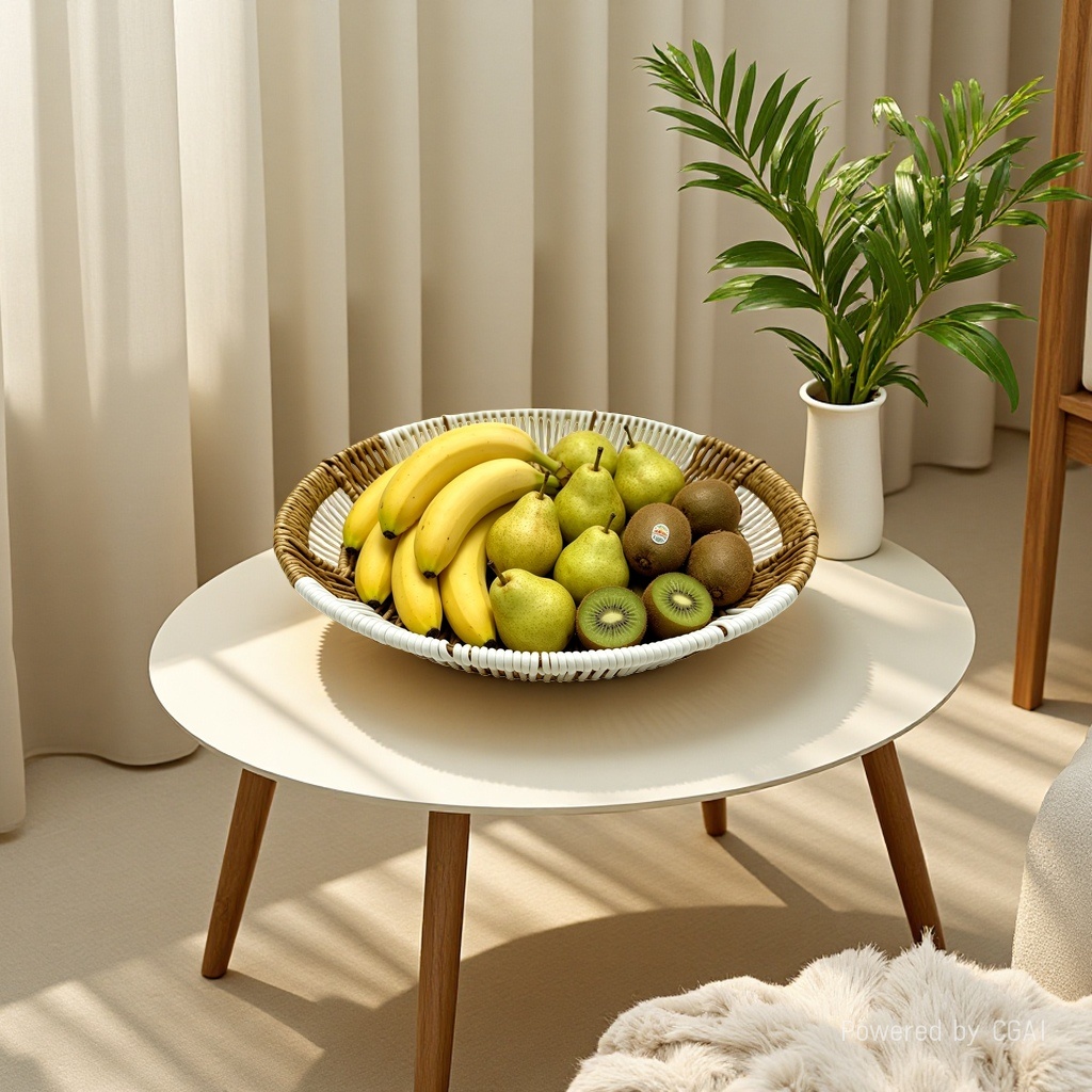 السلة متعددة الأغراض المنزلية لسلة أغلفة الفاكهة ذات فتحات المثقوب الدائرية من الكرمة Specification image