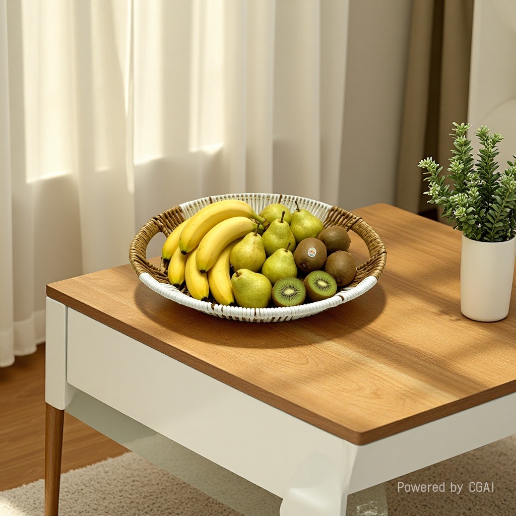السلة متعددة الأغراض المنزلية لسلة أغلفة الفاكهة ذات فتحات المثقوب الدائرية من الكرمة Item Picture