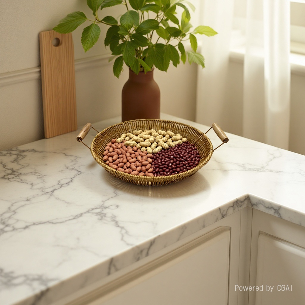 حلوى فاخرة من سلة المهملات المستديرة ذات اللون البني الفاتح Specification image