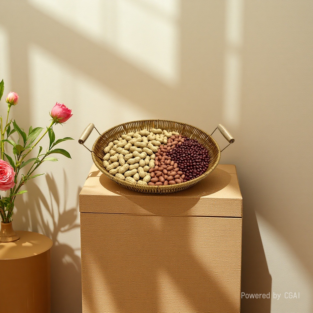 سلة الحلوى المسطحة للبقول موضوعة في سلة الفواكه Specification image