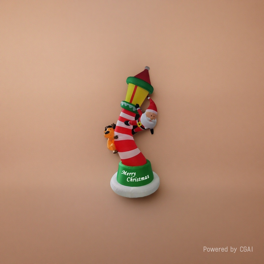 Red and white striped Christmas lighthouse inflatable decoration Santa Claus reindeer Christmas tree Specification image
