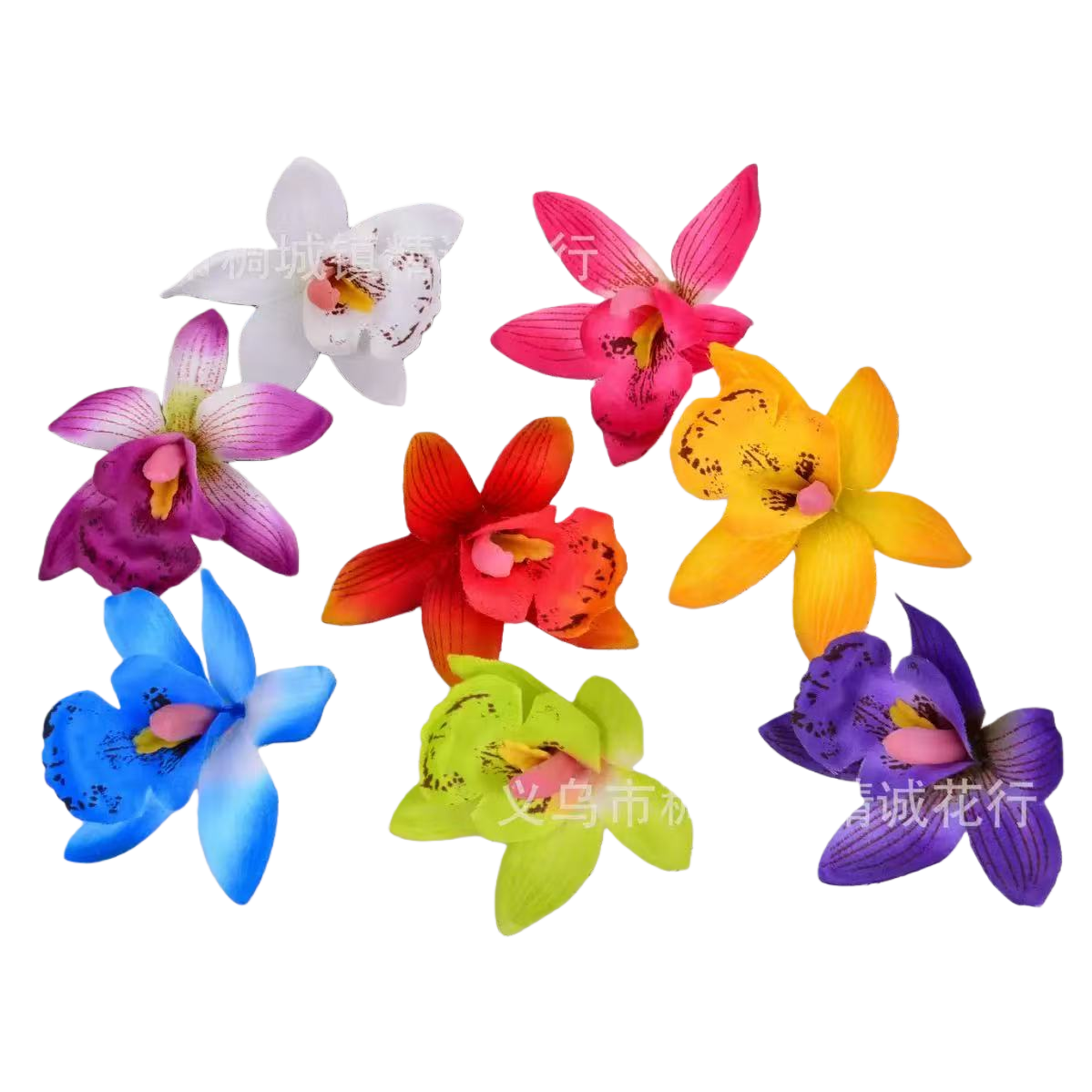 Colorful artificial orchids, artificial green plants, lotus flowers, intangible cultural heritage artificial potted plants simulation Item Picture