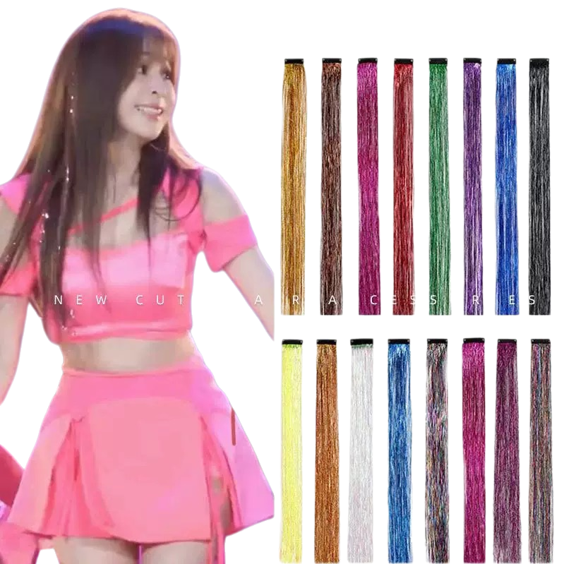 Colored sequined hair extensions, non-woven fabric gaskets, acetic acid heart, acrylic flower clips, children's summer hair extension accessories Item Picture