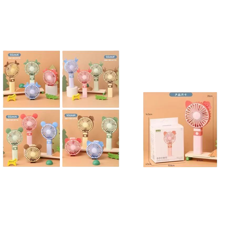 Colorful cartoon mini handheld electric fan, two-speed charging, folding, neck-hanging small fan for students to use outdoors Item Picture