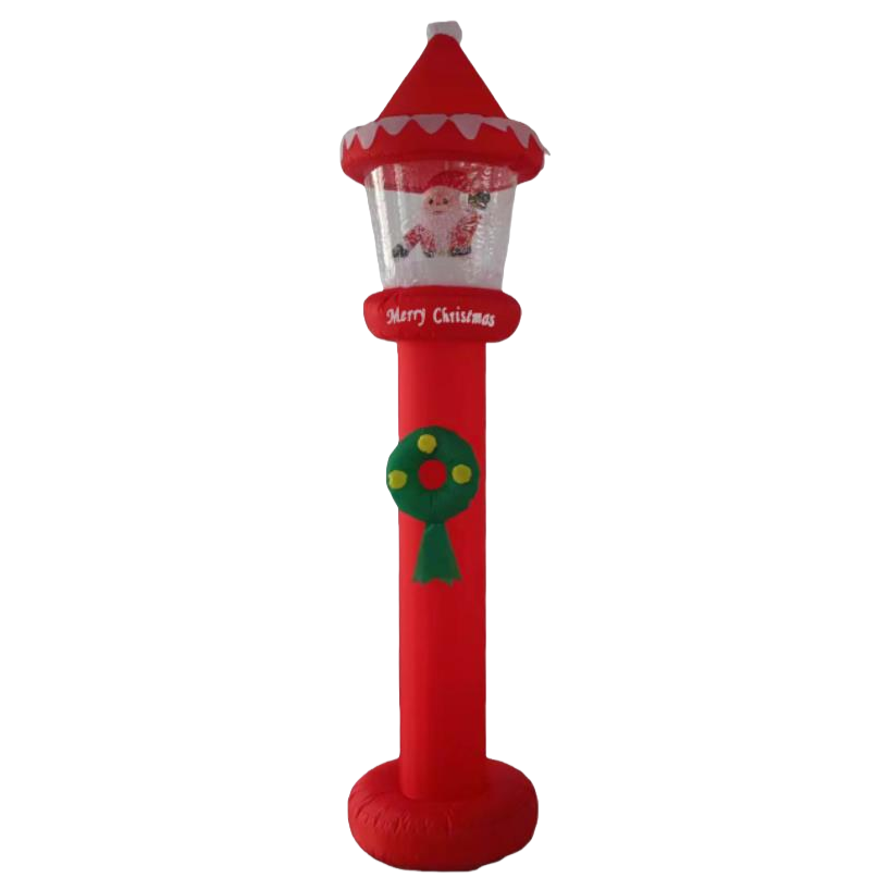 Red Christmas lamp posts decorate the Christmas tree