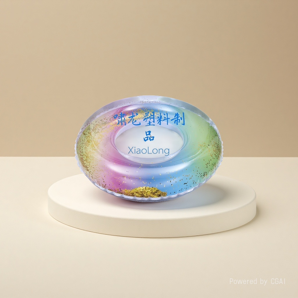 水上用品工厂PVC 70CM新款亮片彩虹泳圈充气水上成人游泳圈批发