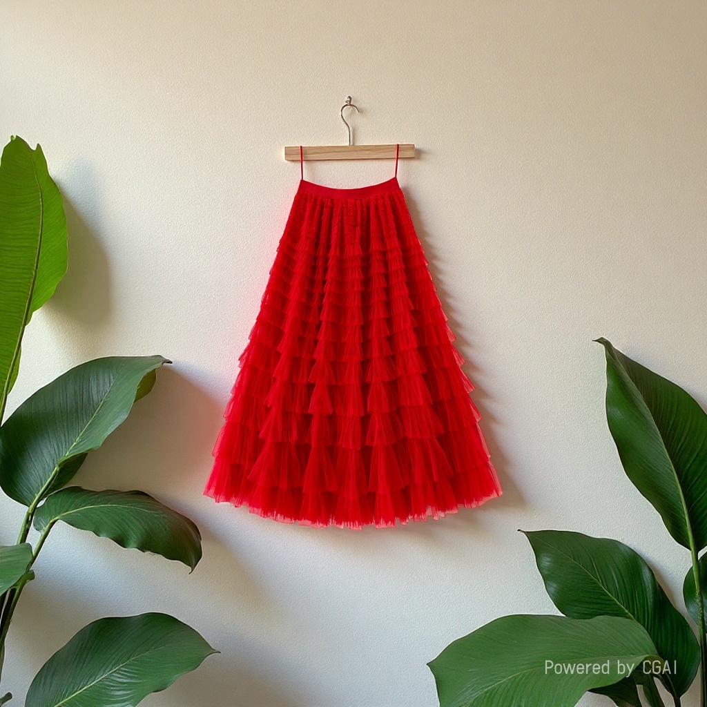 Summer 2026 new high-waisted layer cake skirt, mid-length pleated fairy gauze skirt Specification image