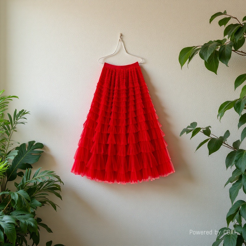 Summer 2026 new high-waisted layer cake skirt, mid-length pleated fairy gauze skirt details Picture