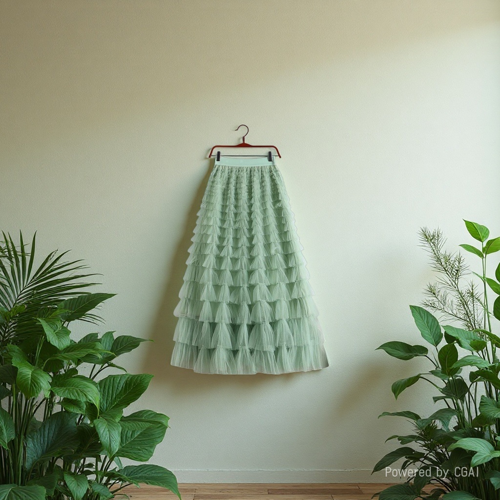 Summer 2026 new high-waisted layer cake skirt, mid-length pleated fairy gauze skirt Specification image