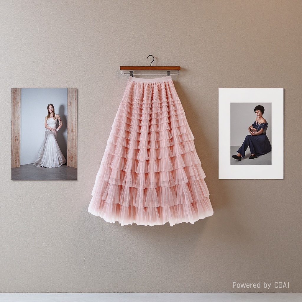Tulle skirt 2026 Summer New high-waisted layer cake skirt mid-length pleated fairy tulle skirt 093913174 details Picture